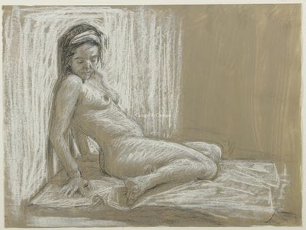 维里林克·尼科 1958  -  《裸体让娜》  纸本综合材料。Technique mixte su