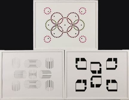 亨利·加布里埃尔（1918-1994） 三幅拼贴画，背面有签名（3x） 47 x 61 厘米