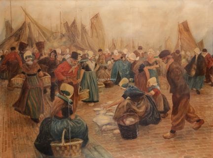 FLASSCHOEN GUSTAVE 1868-1940  -  Marché de poisson