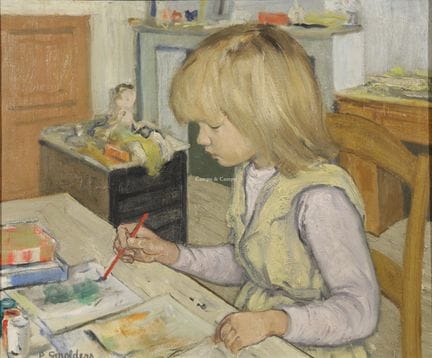 SMOLDERS PAUL 1921-1997  -  Niña haciendo manualid
