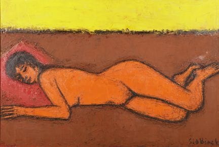 里克·斯拉宾克（1914-1991）《躺着的裸女》。布面油画。署名 130 x 90 厘米