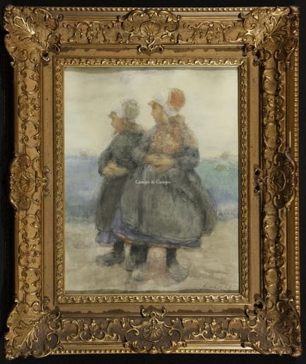 CHARLET FRANZ 1862-1928  -  Filles à la plage  Aqu