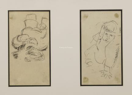 朱尔斯·施马尔齐格 1882-1917  -  一幅画框内含两幅素描  纸本素描。Dessin su