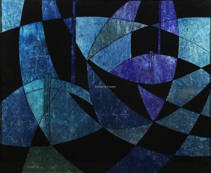 SMETS LEON 1895-1993  -  Barcos  Eglomisé. Pintura