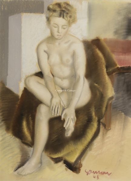 SERMÓN DE LUCIEN XX  -  Desnudo sentado  Pastel so