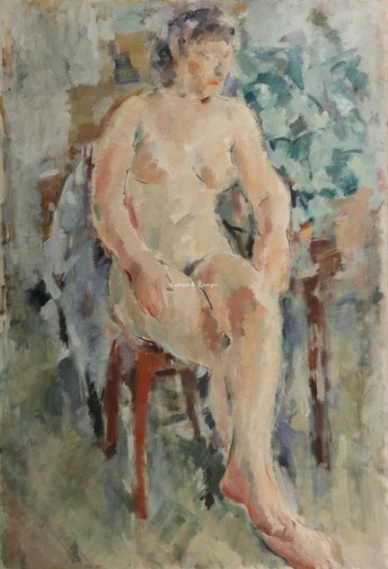 ALBERT ERNEST 1900-1976  -  Nu assis  Olie op doek