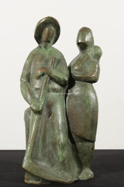 弗朗斯·于伊曼斯 1910-1994  -  《农夫夫妇》  青铜。Bronze  签名：Sig. 