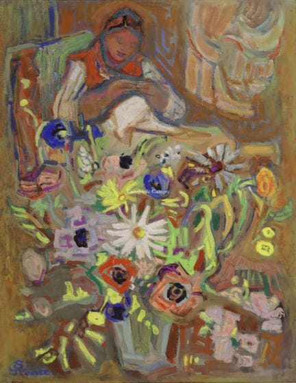 TOURTE SUZANNE 1904-1979  -  Niña sentada con un r