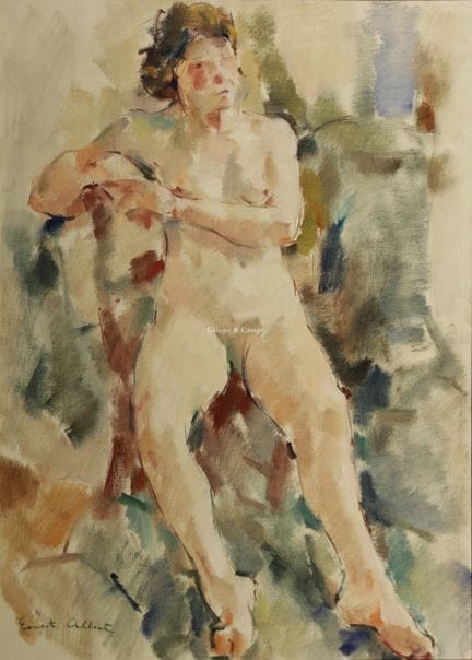 ALBERT ERNEST 1900-1976  -  Nu assis  Olie op doek