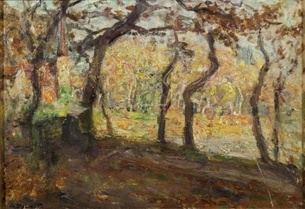 DE LAET ALOIS 1866-1949  -  Sous-bois  Olie op pan