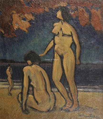 FISCHER JULIEN 1888-1989  -  Les baigneuses  Olie 