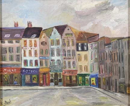 BEAT E XX  -  Vue de village  Olie op zilverpapier