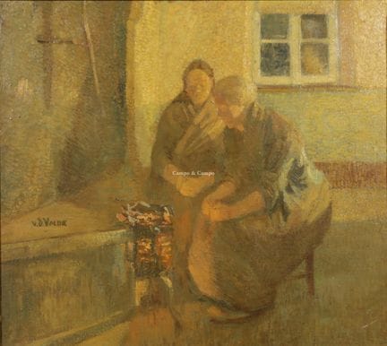 VAN DE VELDE XX  -  Dos mujeres junto a la estufa 