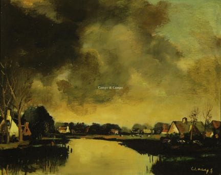 CLAEYS ALBERT 1889-1967  -  Vue de la rivière  Oli