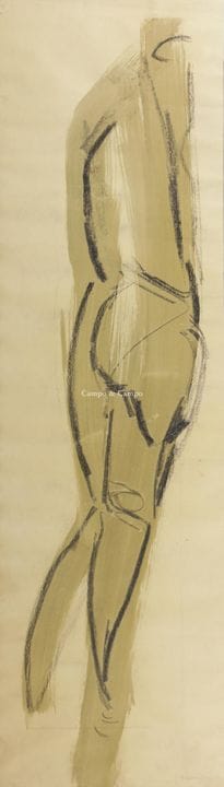 亨德里克斯·约斯 1906-1971  -  人物画  纸本综合材料画（画板）。Technique 