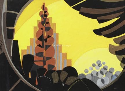 BOQUET JEAN 1908-1976  -  Paysage, Jaune et noir  