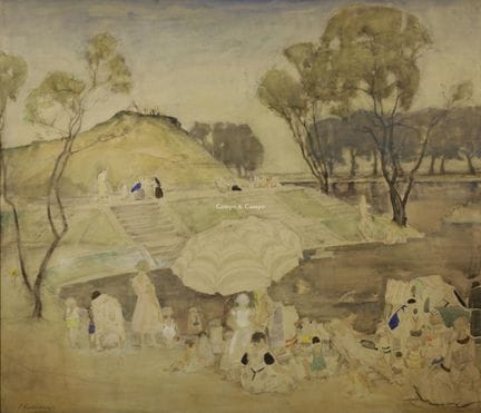 GASTEMANS EMILE 1883-1956  -  Baigneurs autour d'u