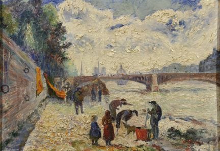 GEFFROY   -  «Au bord de la Seine»  Óleo sobre mad