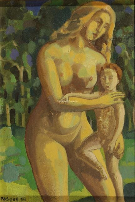 PASQUE AUBIN 1903-1981  -  «Maternité»  Óleo sobre