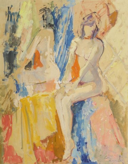 ZERK STAF XX  -  Desnudo sentado  Gouache sobre ta