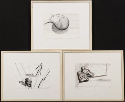 KIRKHAM MICHAEL 1971  -  三幅习作  纸本水墨画。Dessin à l'en