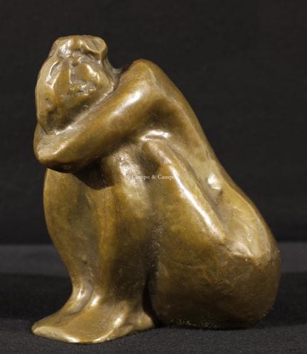 米歇尔 XX  -  《跪姿裸女》  青铜。Bronze  签名编号：75/200 17 x 15 