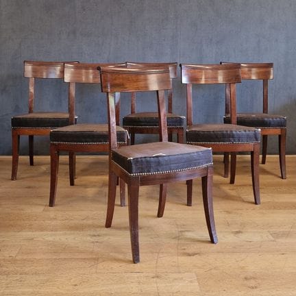 SET DI 6 SEDIE DA SALA DA PRANZO in stile Impero, 