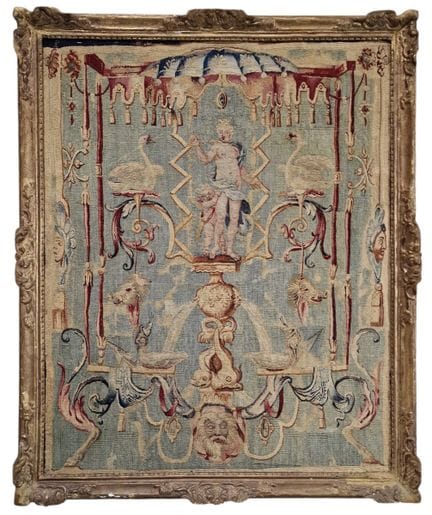 TAPESTRY PANEL in wool and silk depicting Venus an
