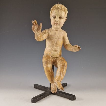 KIND JESUS aus Holz, vollplastisch geschnitzt und 
