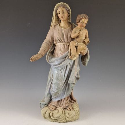 GROßE STATUETTE DER JUNGFRAU MIT KIND aus der Zeit