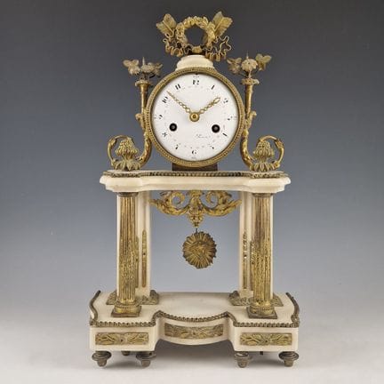 OROLOGIO A PORTICO dell’epoca Luigi XVI in marmo b