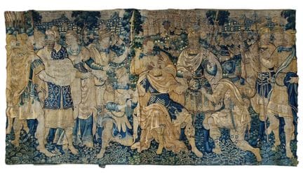 LARGE TAPESTRY divided into two sections, made of 