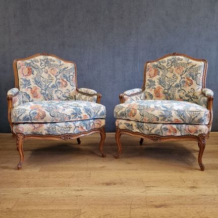 COPPIA DI AMPIE POLTRONE BERGER con schienale piat