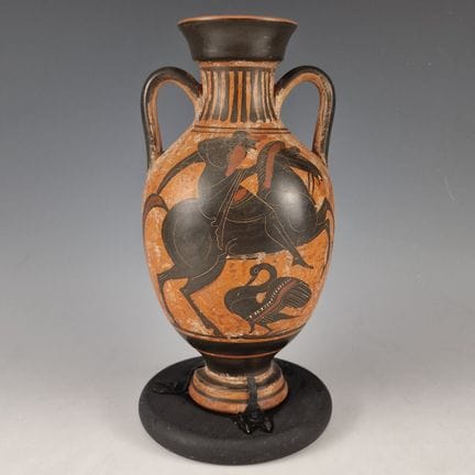 GREEK-STYLE AMPHORA VASE. Clay (neck likely repain
