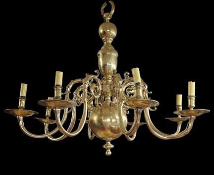 LAMPADARIO A 8 BRACCI - Olanda, XIX secolo, in bro