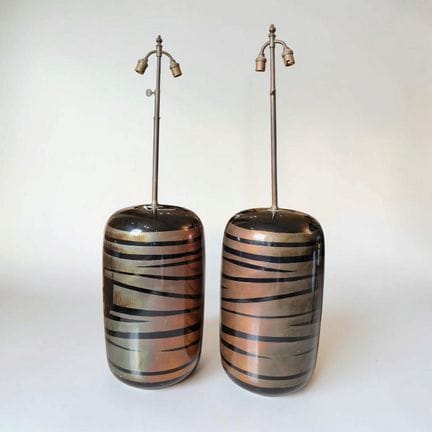 DECORATIVE ARTWORK
PAIR OF OVOID LAMPS 
Ceramic wi