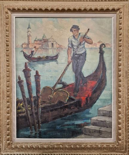 J. LAURENT (XX secolo)
Gondoliere a Venezia 
OLIO 