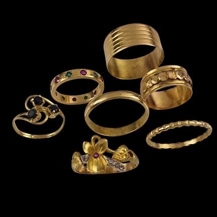 SIETE ANILLOS Y ALIANZAS de época del siglo XX, de