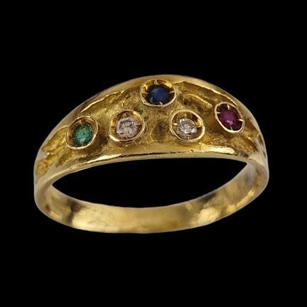 ANILLO DE BANDA de época del siglo XX, de oro amar