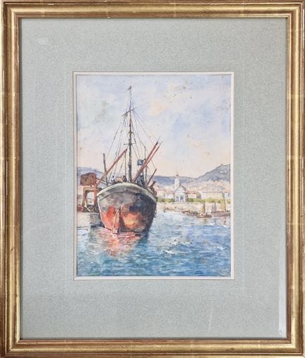 Louis BONNETON (1851 - 1933) 
Veduta di un porto (