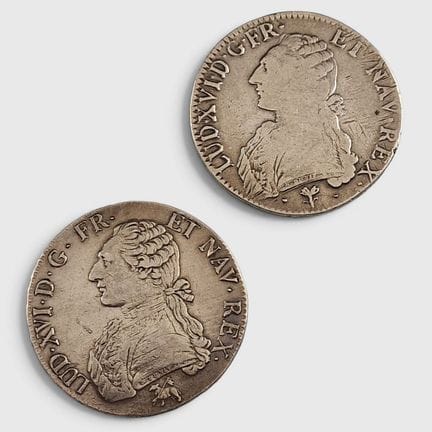 DOS ECUS CON MOTIVOS DE RAMAS DE LUIS XVI. Años 17