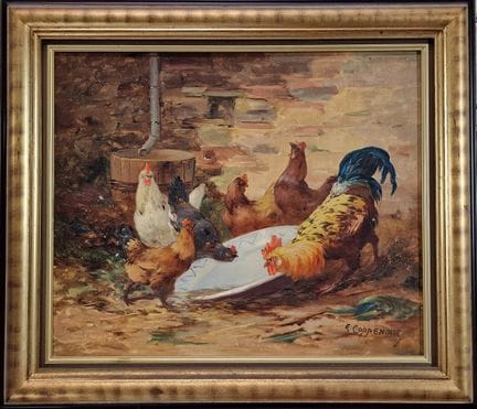 Edmond COPPENOLLE (1846 - 1914) 
Gallinas y gallo
