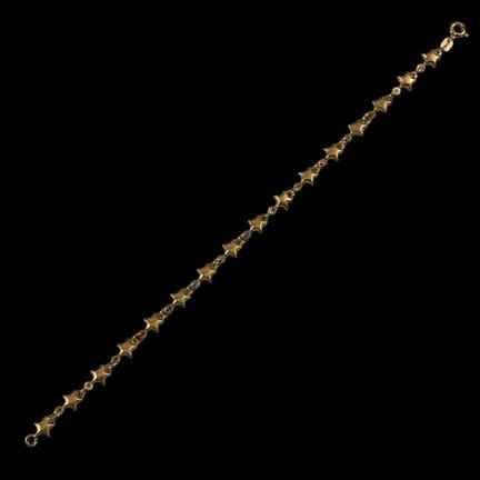 750千分之一纯度黄K金柔韧手链，饰有星形图案
重量：3.5克
长度：18厘米