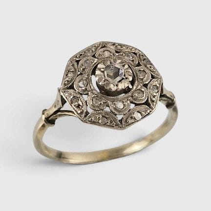 ANILLO de época Art Déco en oro blanco de 750 milé