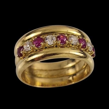ANILLO DE BANDA, circa 1980/90, de oro amarillo de