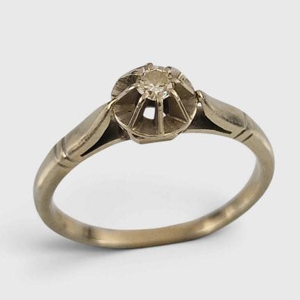 ANILLO SOLITARIO de mediados del siglo XX, de oro 