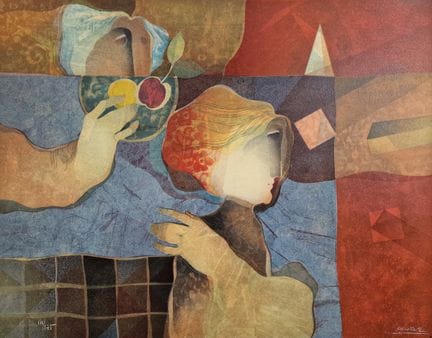 Alvar SUNOL MUÑOZ RAMOS (1935)
Rostros y manzana (