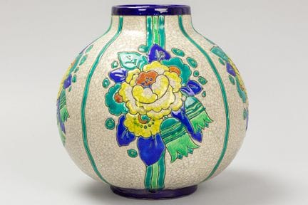 Vase Art déco en faïence marquée « Boch », datable