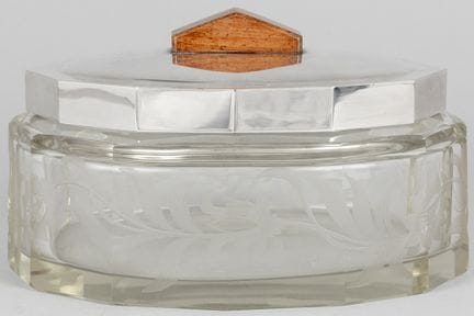 Ciotola Art Déco in cristallo con coperchio in arg