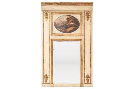 Miroir de cheminée ancien en bois partiellement do